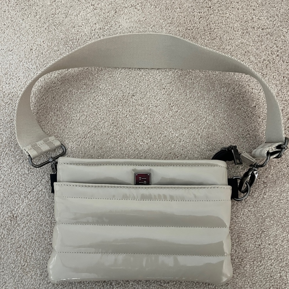THINK ROYLN Glossy Cream Crossbody Bag